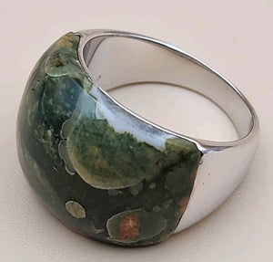 Rainforest Jasper/Sterling Silver Ring Size 8