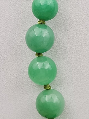 GRASSMAN-BLAKE 14k/Natural Green Onyx/Double Knotted/Graduated/Beaded Necklace