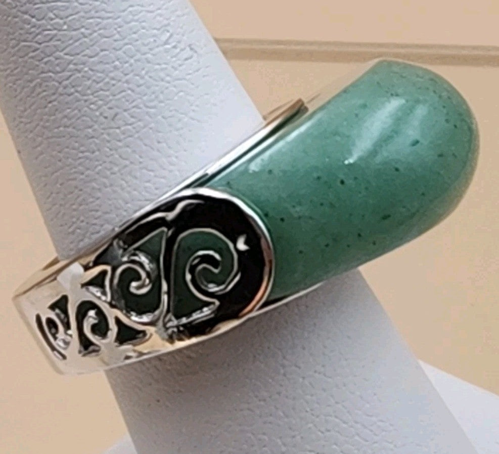 7 Semi Precious Stones/Sterling Silver Drop Ring  Size 7.5