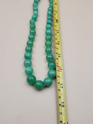 GRASSMAN-BLAKE 14k/Natural Green Onyx/Double Knotted/Graduated/Beaded Necklace