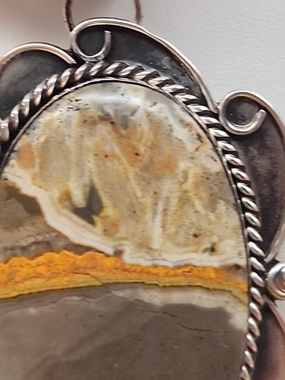 GARY NEZ NAVAJO Bumblebee Jasper/Sterling Silver Pendant