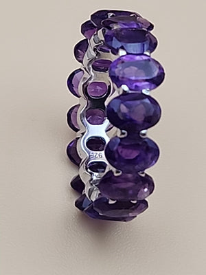 Amethyst/Sterling Silver Eternity Ring Size 6