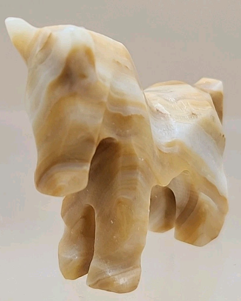 Hand Carved Mexican Marble Horse/Donkey Vintage 1.75" Figurines Lot Of 2