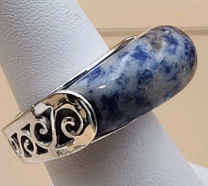 7 Semi Precious Stones/Sterling Silver Drop Ring  Size 7.5