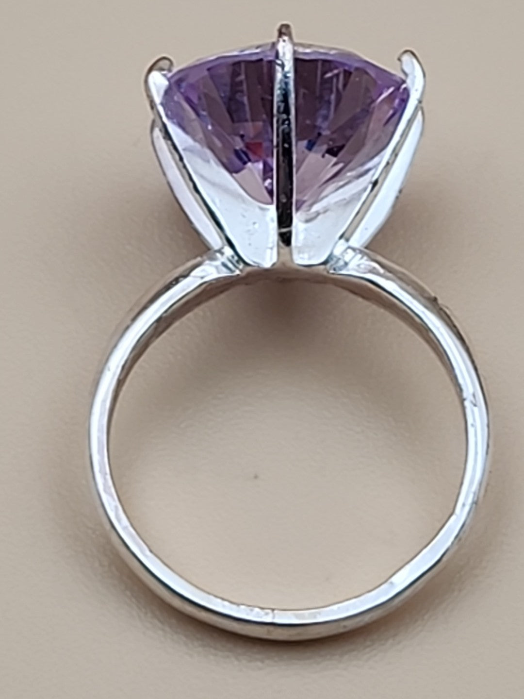 Lavender Cubic Zirconia/Portuguese Cut Solitaire/Sterling Silver  Ring Size 4.75