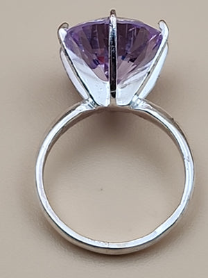 Lavender Cubic Zirconia/Portuguese Cut Solitaire/Sterling Silver  Ring Size 4.75