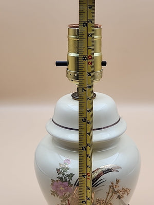 Asian Style/Hand Painted Pheasant Floral Motif/ Ginger Lamp