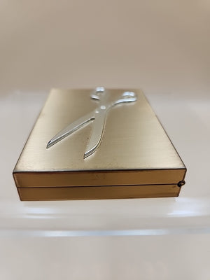 Antique Gold N Craft Gold/Silver Tone Sewing Kit With Decorative Scissors On Lid