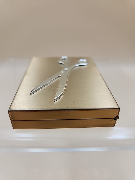 Antique Gold N Craft Gold/Silver Tone Sewing Kit With Decorative Scissors On Lid