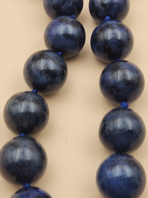 Blue Dumortierite Polished 14mm Bead/Sterling Silver Clasp 17" Necklace