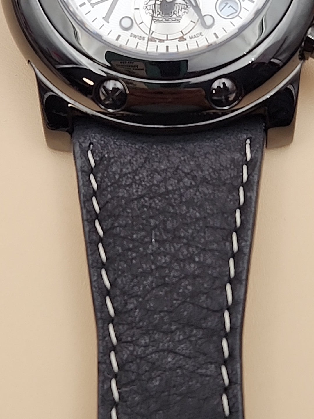 GLAM ROCK Black Leather Miami Chrono 10 ATM Model# 10164 NEW BATTERY