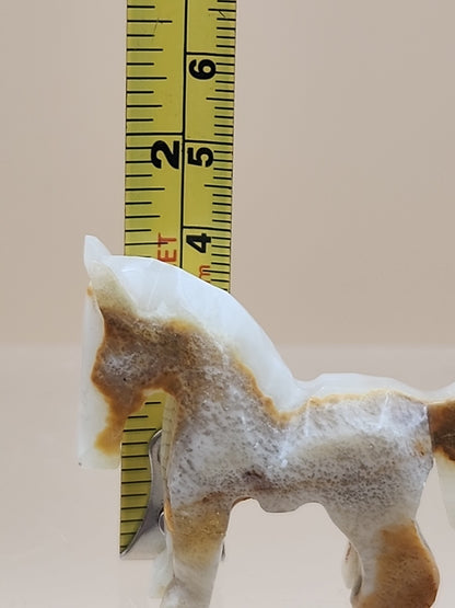 Hand Carved Mexican Marble Horse/Donkey Vintage 1.75" Figurines Lot Of 2