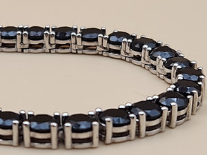 Black Onyx/Sterling Silver 18" Tennis Necklace