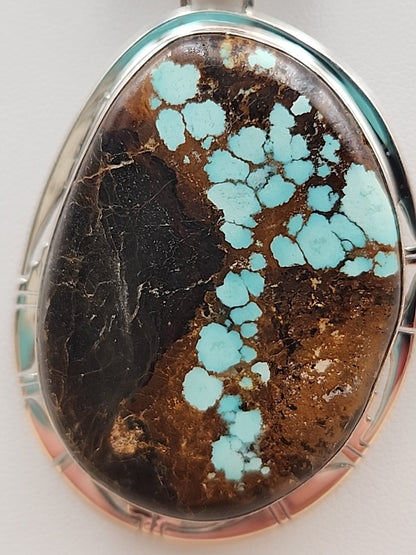 PHILLIP SANCHEZ Navajo Native American  Sterling Silver/ Turquoise Pendant