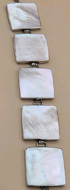M.O.P./Sterling Silver Panel Bracelet/Inlaid M.O.P. Sterling Ring Size 8