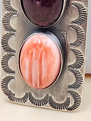 TONY YAZZIE N.A.  NAVAJO Spiny Oyster/Turquoise/Sterling Silver Pendant