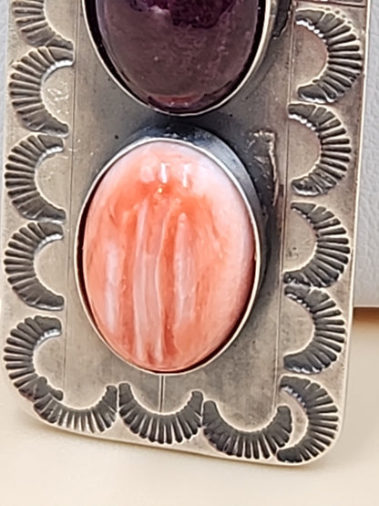 TONY YAZZIE N.A.  NAVAJO Spiny Oyster/Turquoise/Sterling Silver Pendant