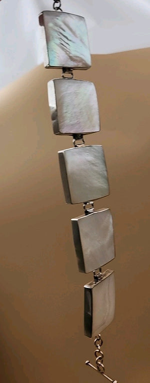 M.O.P./Sterling Silver Panel Bracelet/Inlaid M.O.P. Sterling Ring Size 8