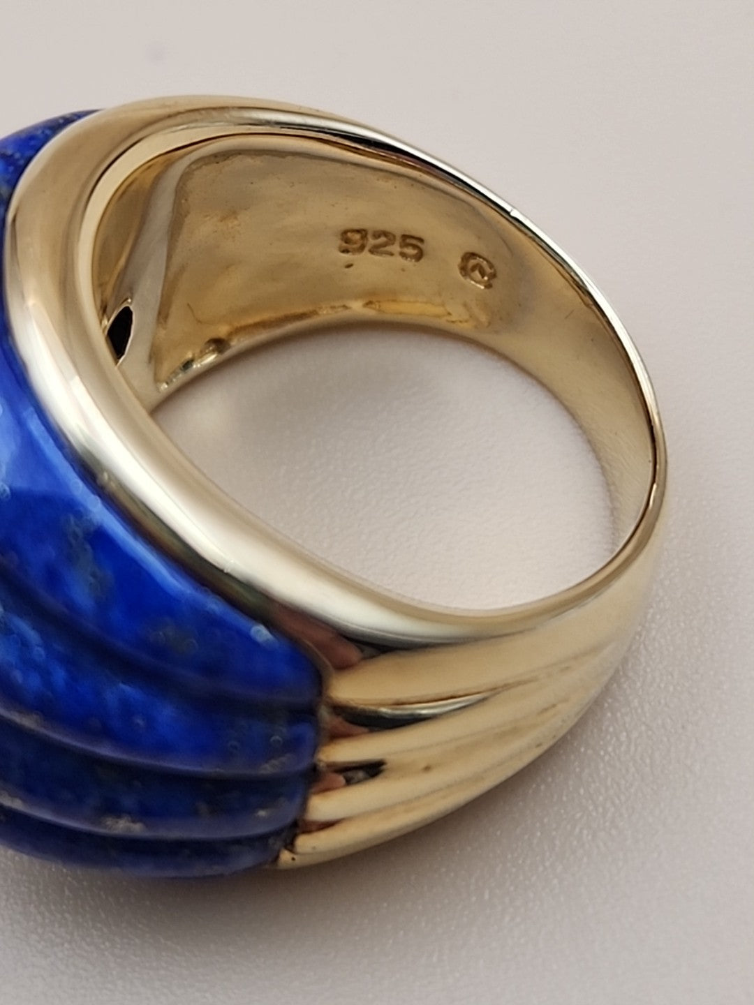 ROSS SIMONS Carved Lapis Lazuli/18k Over Sterling Dome Ring Size 7