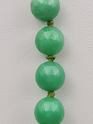 GRASSMAN-BLAKE 14k/Natural Green Onyx/Double Knotted/Graduated/Beaded Necklace