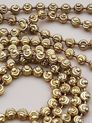 Italian Moon Cut/Gold Plated/Sterling Silver/30" Ball Bead Chain Necklace