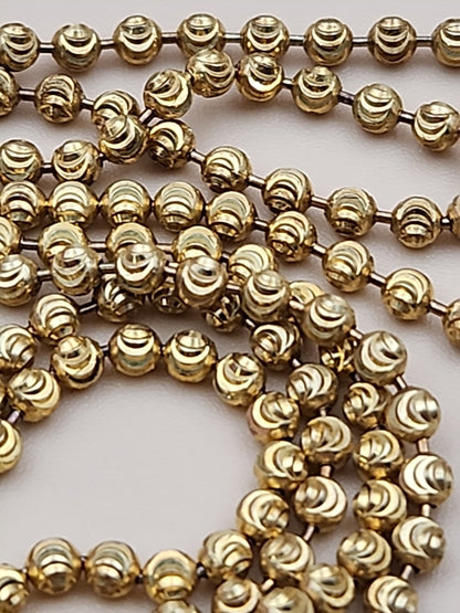 Italian Moon Cut/Gold Plated/Sterling Silver/30" Ball Bead Chain Necklace