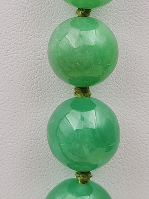 GRASSMAN-BLAKE 14k/Natural Green Onyx/Double Knotted/Graduated/Beaded Necklace