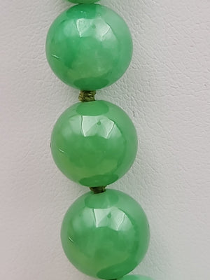 GRASSMAN-BLAKE 14k/Natural Green Onyx/Double Knotted/Graduated/Beaded Necklace