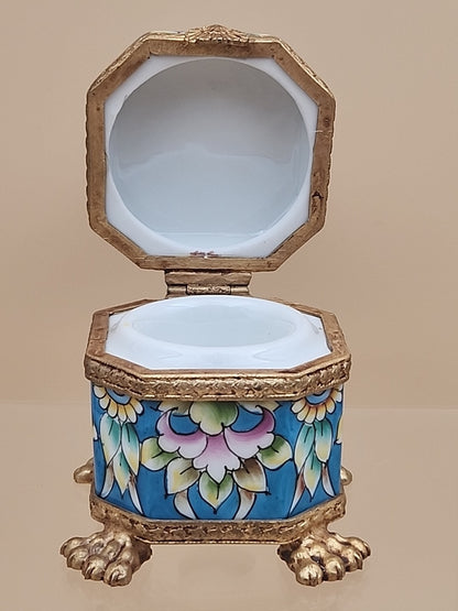 LIMOGES Peint A La Main #2559 Of 3400 Limited Edition Gilt Bronze Trinket Box