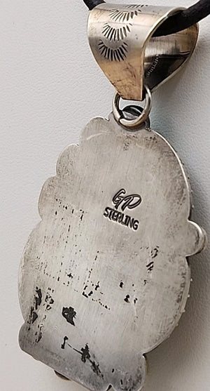 GILBERT PLATERO NAVAJO Sleeping Beauty/ White Buffalo Turquoise/Sterling Pendant