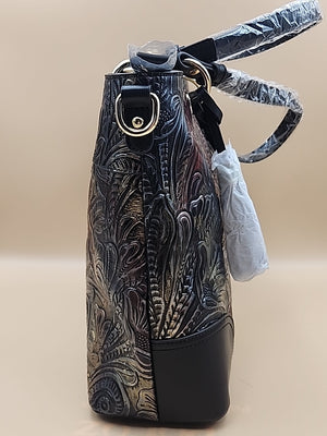 M.C. Textured Leather Multi Color Handbag