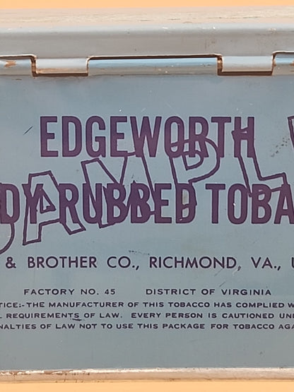 1920's LARUS & BROTHER CO./EDGEWORTH Vintage Advertising Tin Can With Hinged Lid