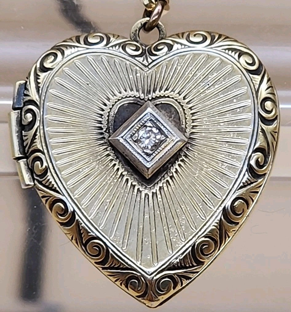 L.S. AND COMPANY Diamond/Sterling Silver/ Antique WWII Sweetheart Locket