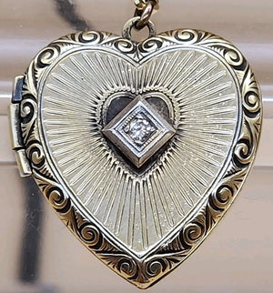 L.S. AND COMPANY Diamond/Sterling Silver/ Antique WWII Sweetheart Locket