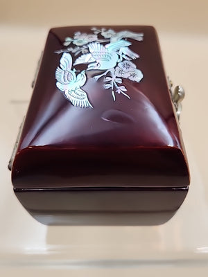 Korean Najeon Chiligi Mother Of Pearl Laquerware Ring Box