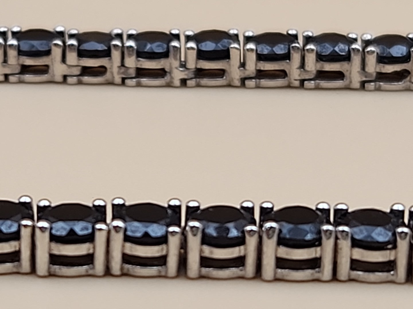 Black Onyx/Sterling Silver 18" Tennis Necklace