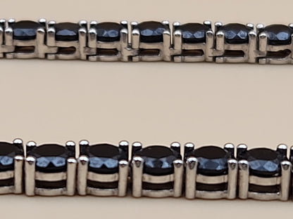 Black Onyx/Sterling Silver 18" Tennis Necklace