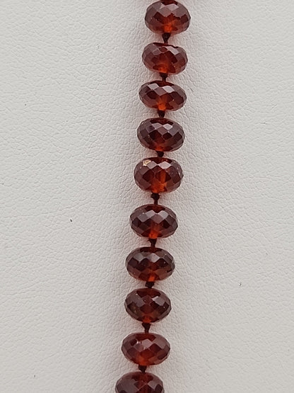 Faceted Rondele Hessonite Garnet Vermeil Graduated Vintage 26" Necklace