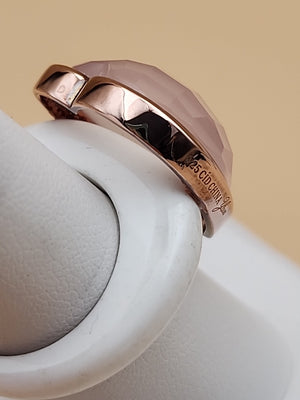 YOURS BY LOREN Rose Quartz/White Onyx/Vermeil Rose Gold Sterling Ring Size 7