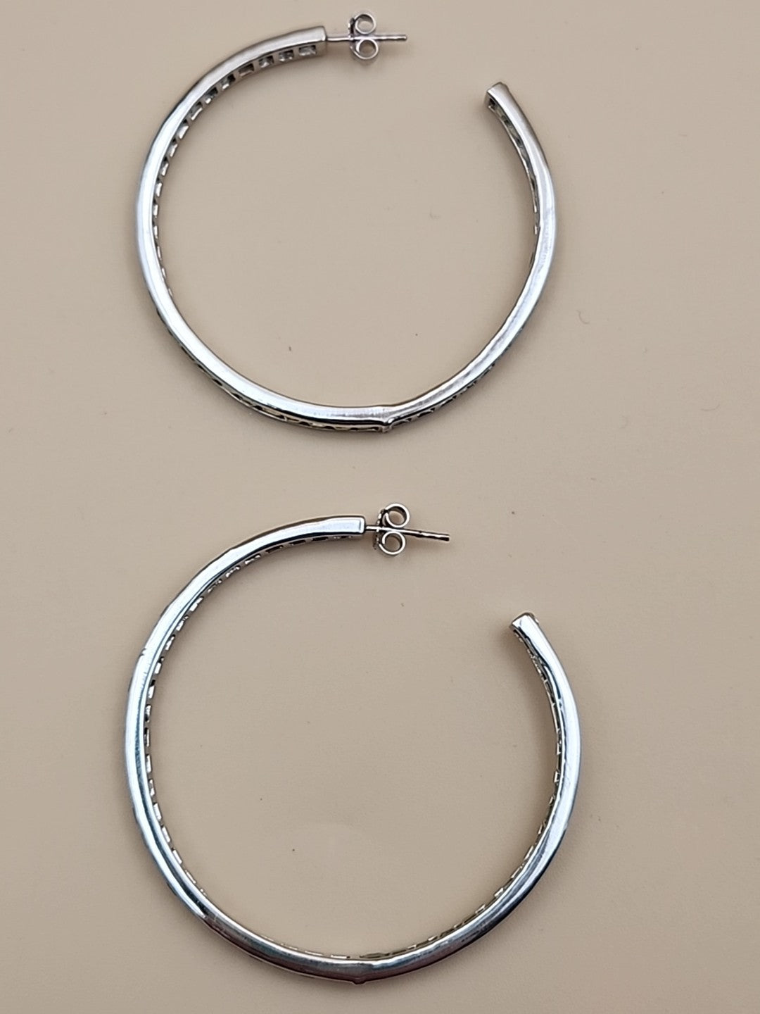 JTV Green Peridot/Sterling Silver/ 2" Channel Set/ Inside Out Hoop Earrings