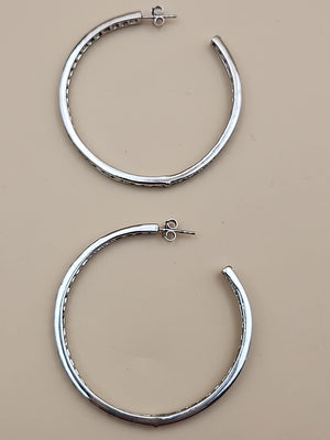 JTV Green Peridot/Sterling Silver/ 2" Channel Set/ Inside Out Hoop Earrings