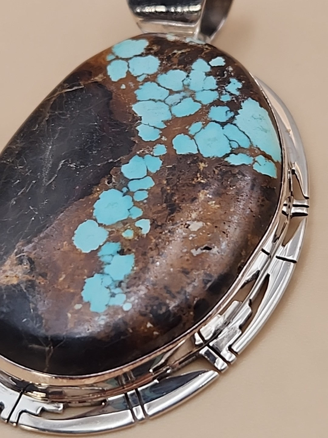 PHILLIP SANCHEZ Navajo Native American  Sterling Silver/ Turquoise Pendant