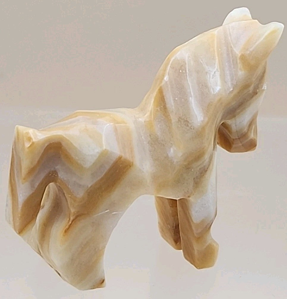 Hand Carved Mexican Marble Horse/Donkey Vintage 1.75" Figurines Lot Of 2