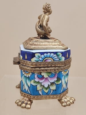 LIMOGES Peint A La Main #2559 Of 3400 Limited Edition Gilt Bronze Trinket Box