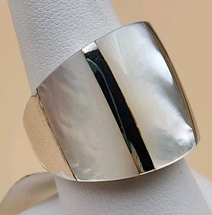M.O.P./Sterling Silver Panel Bracelet/Inlaid M.O.P. Sterling Ring Size 8