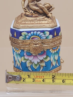 LIMOGES Peint A La Main #2559 Of 3400 Limited Edition Gilt Bronze Trinket Box