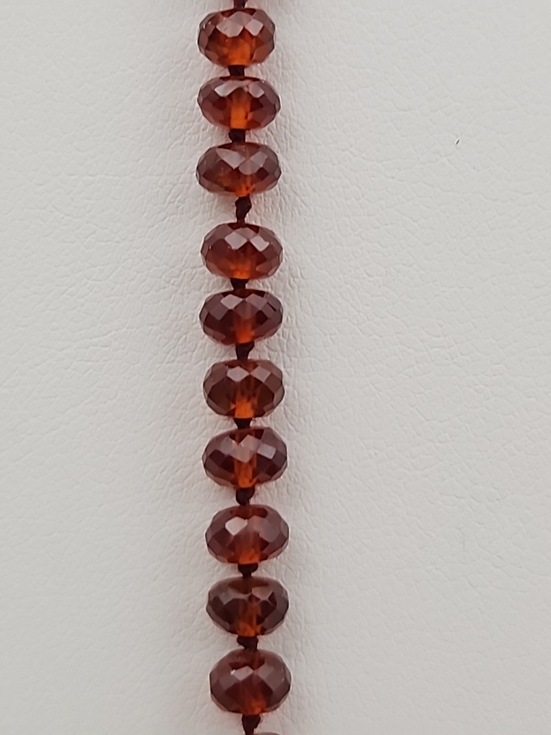 Faceted Rondele Hessonite Garnet Vermeil Graduated Vintage 26" Necklace