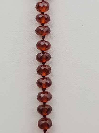 Faceted Rondele Hessonite Garnet Vermeil Graduated Vintage 26" Necklace