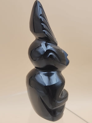 Gold Sheen Obsidian Hand Carved Mayan Aztec Statue