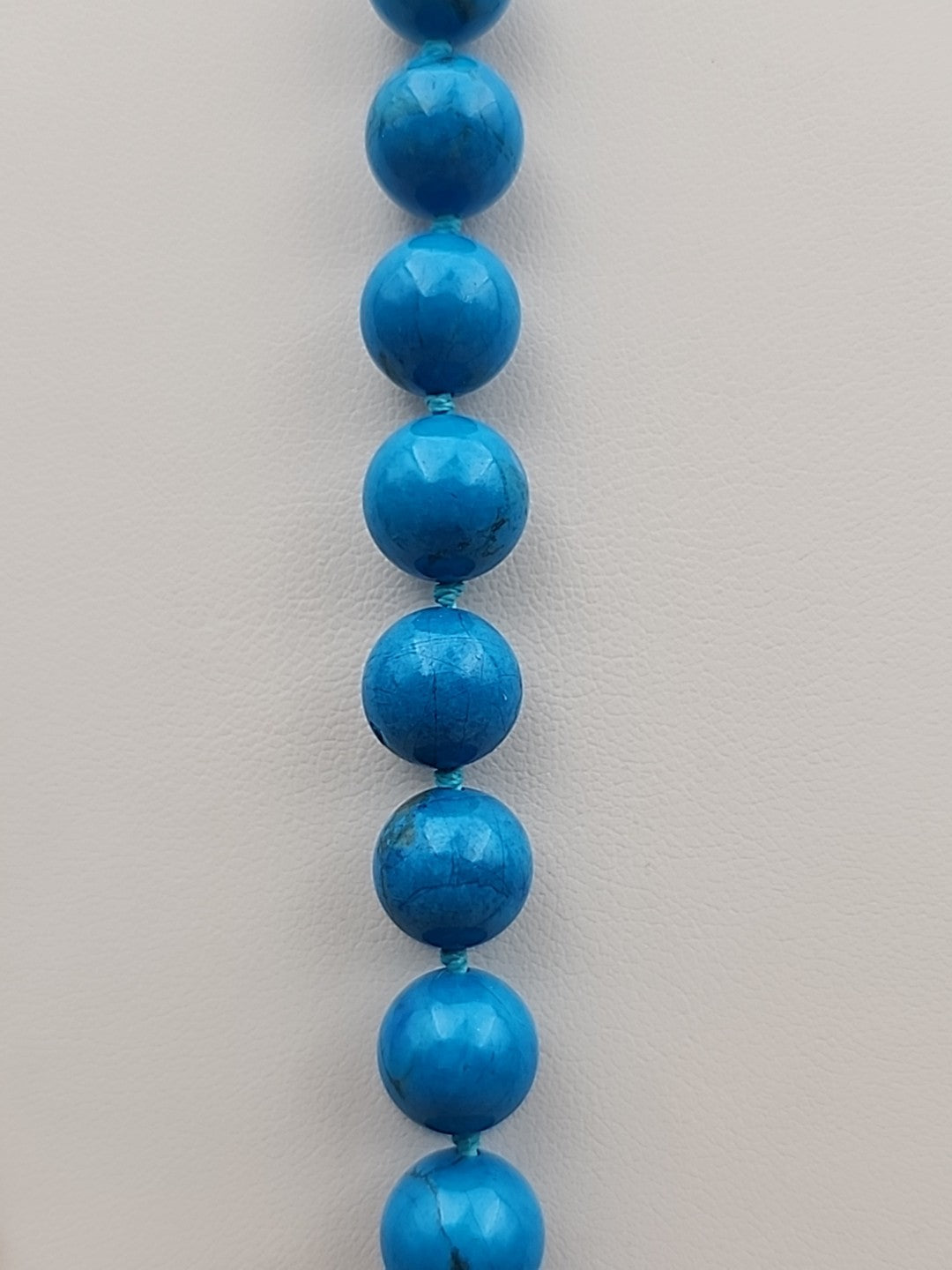 Turquoise 28" Beaded Necklace With Matching 14k Gold Post Stud Earrings